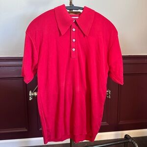 Vintage MiUSA red pointed spread collar knit polo shirt Ban Lon
